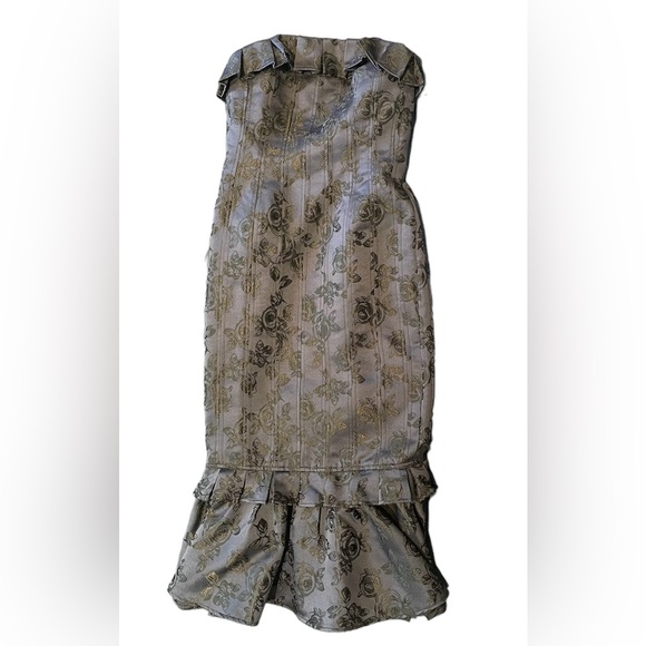 C/MEO COLLECTIVE Women's Levity Strapless Rose Print Midi Dress with Ruffle Hem - Picture 4 of 8